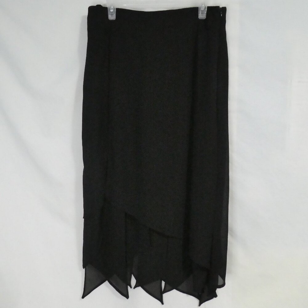 CONNECTED APPAREL | size 12 | Black Textured Skirt | Lined | Side Zip Closure